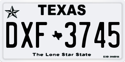 TX license plate DXF3745