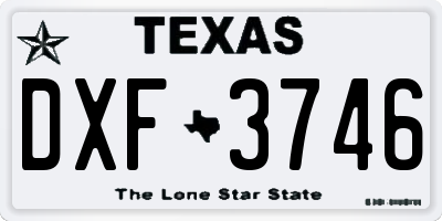 TX license plate DXF3746