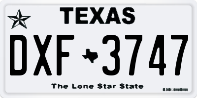 TX license plate DXF3747