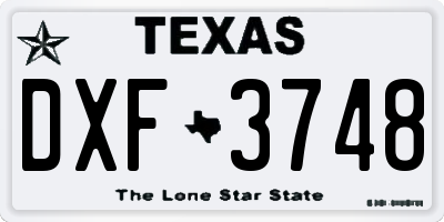 TX license plate DXF3748