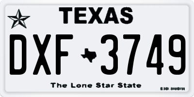 TX license plate DXF3749