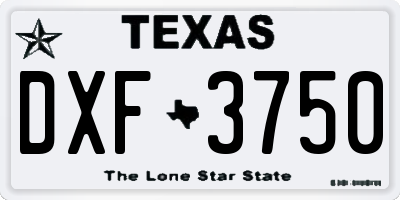 TX license plate DXF3750