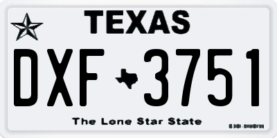 TX license plate DXF3751