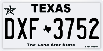 TX license plate DXF3752