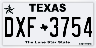 TX license plate DXF3754