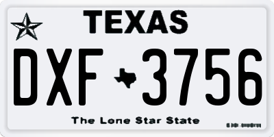 TX license plate DXF3756