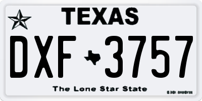TX license plate DXF3757