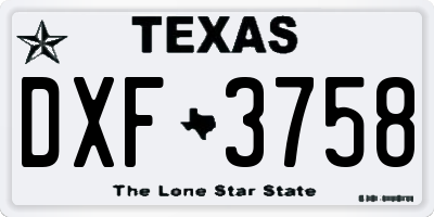 TX license plate DXF3758