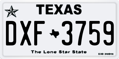 TX license plate DXF3759