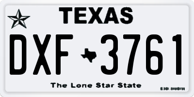 TX license plate DXF3761