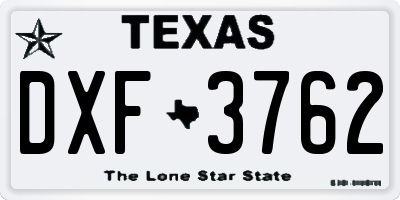 TX license plate DXF3762