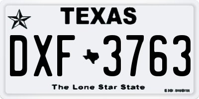 TX license plate DXF3763