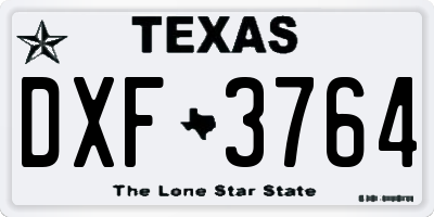 TX license plate DXF3764