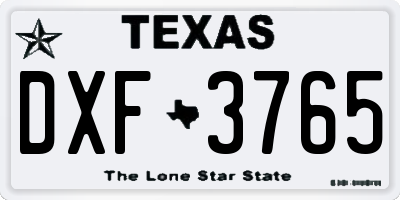 TX license plate DXF3765