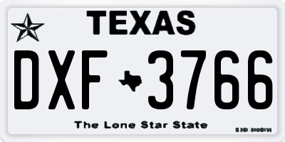 TX license plate DXF3766