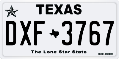TX license plate DXF3767
