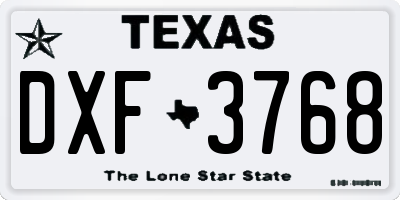 TX license plate DXF3768