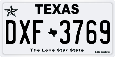TX license plate DXF3769