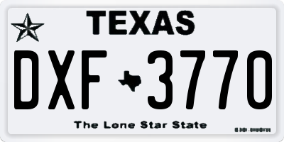 TX license plate DXF3770