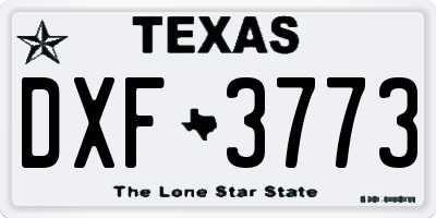 TX license plate DXF3773