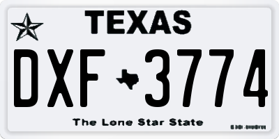 TX license plate DXF3774