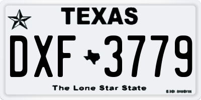 TX license plate DXF3779