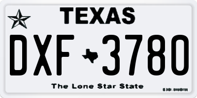 TX license plate DXF3780