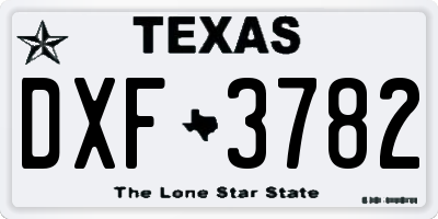 TX license plate DXF3782