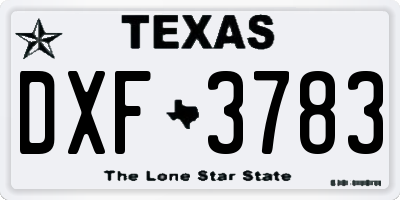 TX license plate DXF3783