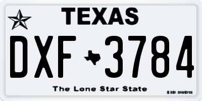TX license plate DXF3784