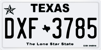 TX license plate DXF3785