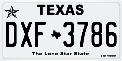 TX license plate DXF3786