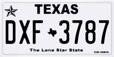 TX license plate DXF3787