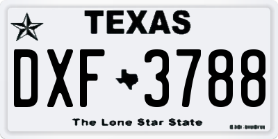 TX license plate DXF3788