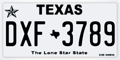 TX license plate DXF3789