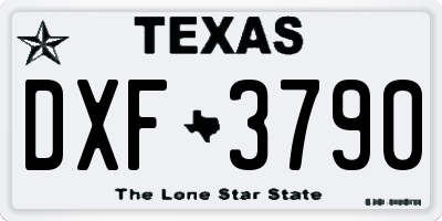 TX license plate DXF3790