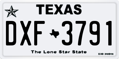 TX license plate DXF3791
