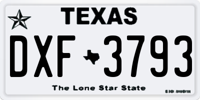 TX license plate DXF3793