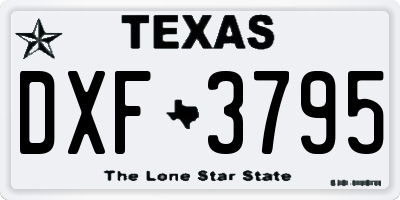 TX license plate DXF3795