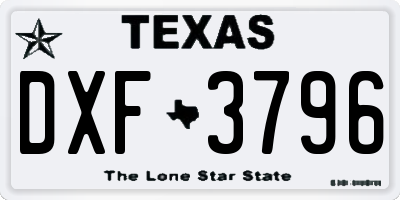 TX license plate DXF3796