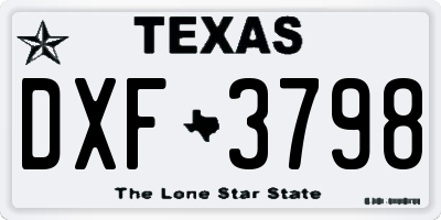 TX license plate DXF3798