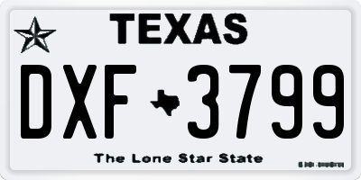 TX license plate DXF3799