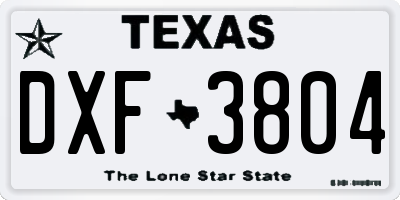 TX license plate DXF3804