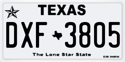 TX license plate DXF3805