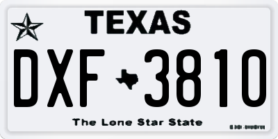 TX license plate DXF3810