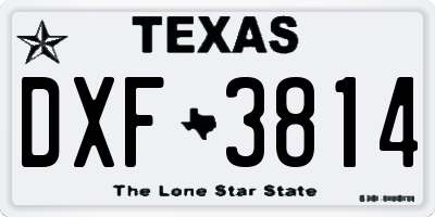 TX license plate DXF3814