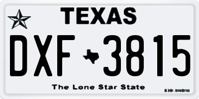 TX license plate DXF3815