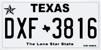 TX license plate DXF3816