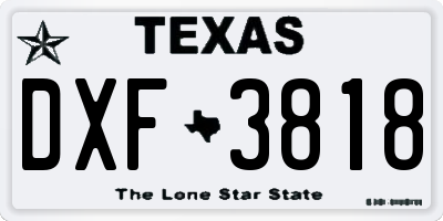 TX license plate DXF3818