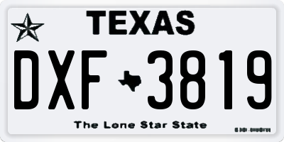 TX license plate DXF3819